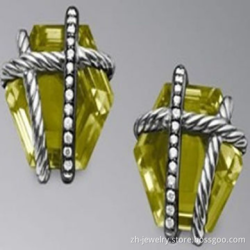 Austrian Crystal Stud Earrings, Available in Yellow and Pink Color